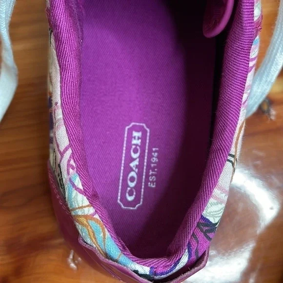 Coach Poppy Barrett sneakers - purple patent leather & cloth - size 6.5 - Picture 6 of 6